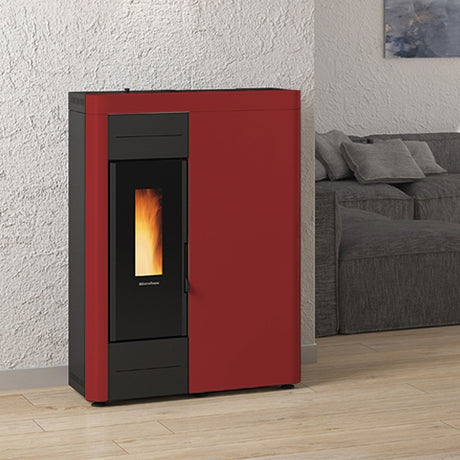 termostufa a pellet la nordica extraflame modello virna idro 15 5 kw colore bordeaux new