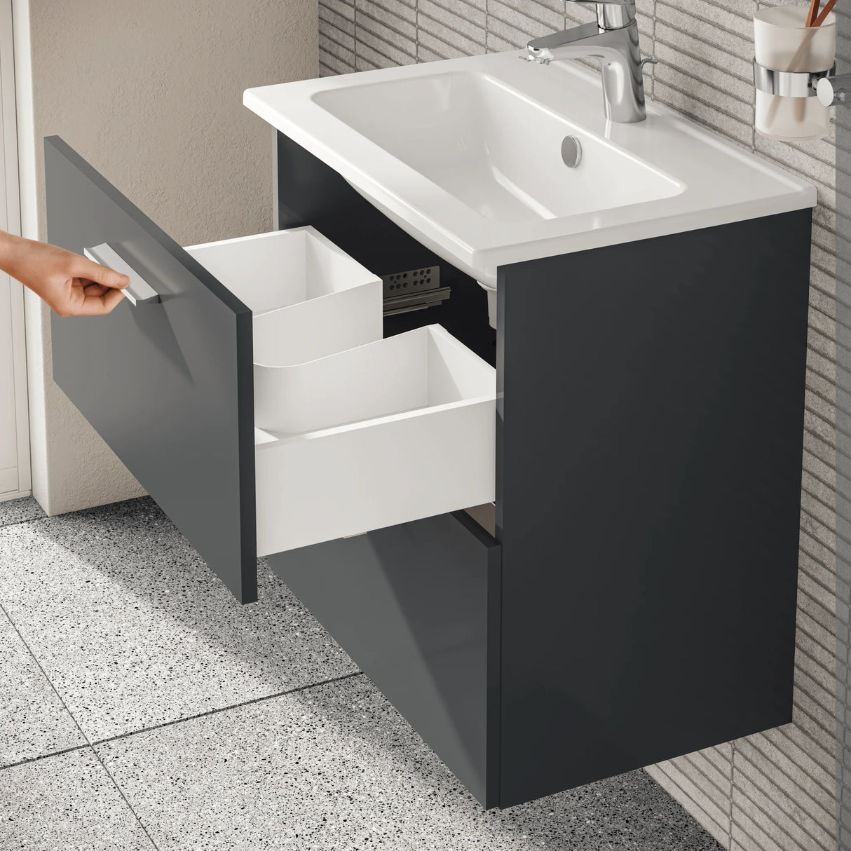 vitra mobile bagno sospeso vitra con lavabo colore antracite 80 cm