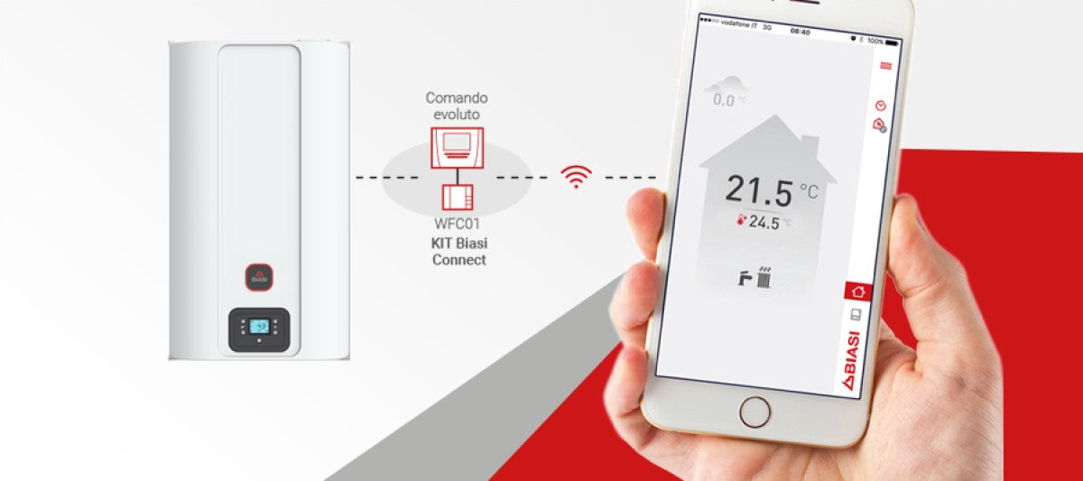 biasi caldaia a condensazione biasi dina 30 metanogpl wi fi optional completa di kit scarico fumi