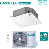 climatizzatore condizionatore hisense inverter a cassetta serie turbo 9000 btu act26ur4rcc8 _ auw26u4rs8 r 32 wi fi optional classe a__ a_ con telecomando e pannello incluso
