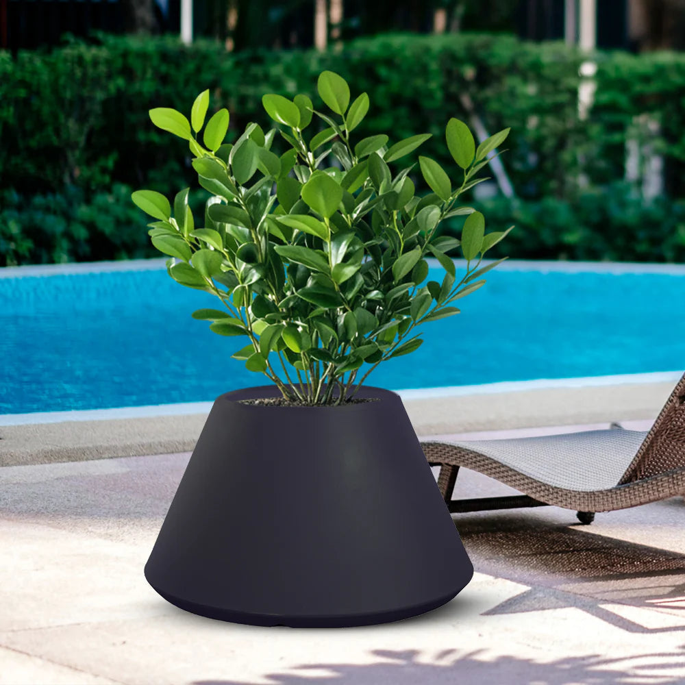 divina garden vaso in resina da esterno interno per piante tondo conico design d 60x35h stromboli antracite