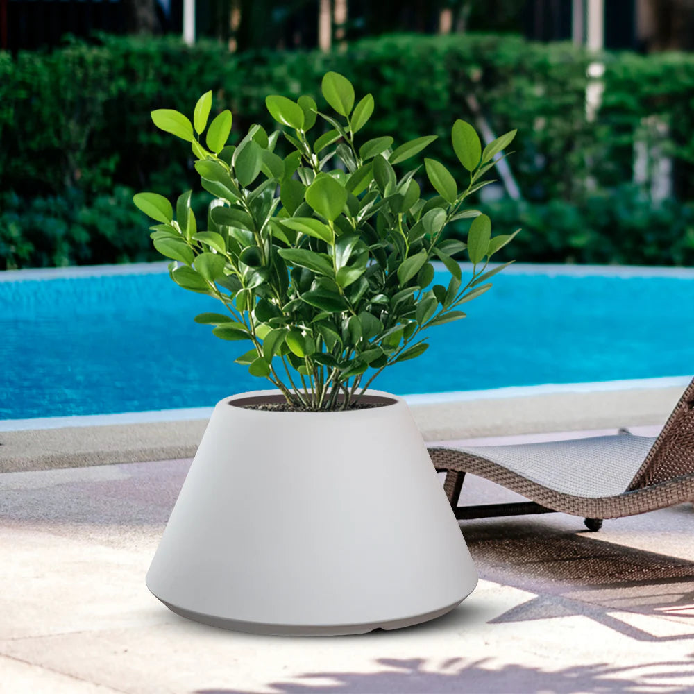 divina garden vaso in resina da esterno interno per piante tondo conico design d 60x35h stromboli bianco ean 8056157808909