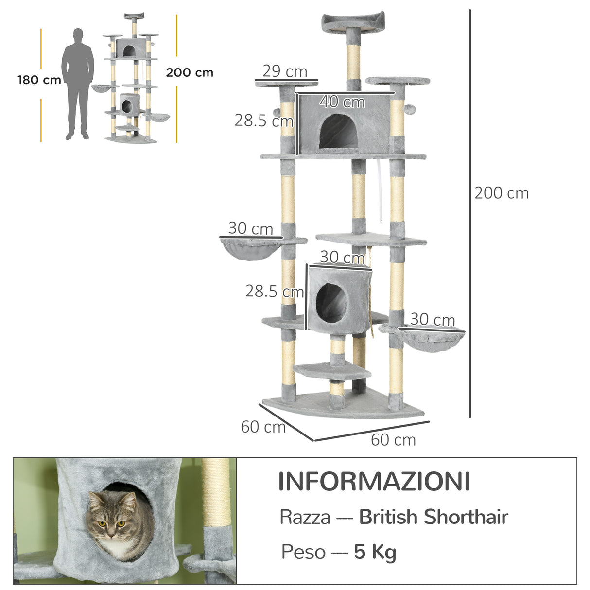 immagine-3-easycomfort-easycomfort-albero-tiragraffi-per-gatti-alto-con-casette-e-amache-60x60x200cm-grigio-chiaro