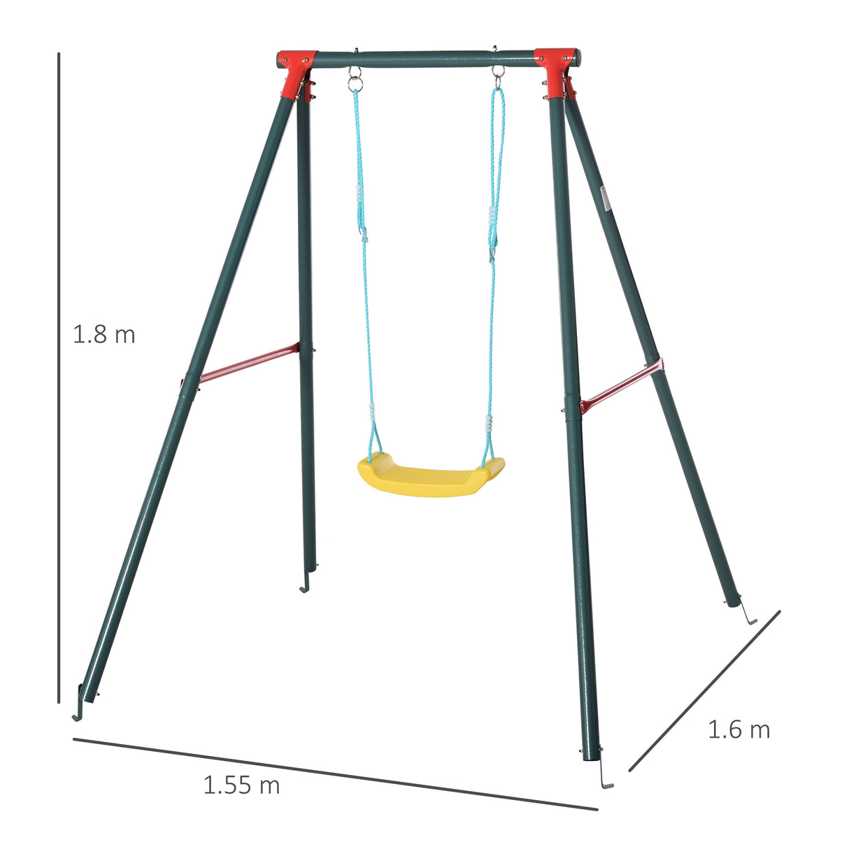 immagine-3-easycomfort-easycomfort-altalena-da-giardino-per-bambini-3-8-anni-con-altezza-regolabile-in-metallo-e-pe-155x160x180cm-multicolore