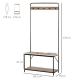 easycomfort easycomfort appendiabiti con panca e scarpiera in stile industriale mobile per ingresso vintage in legno e acciaio nero ean 8054111842228