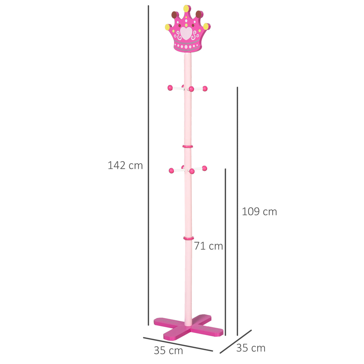 immagine-3-easycomfort-easycomfort-appendiabiti-da-terra-per-cameretta-bambini-in-legno-rosa-con-8-ganci-e-design-a-forma-di-corona-35-x-35-x-142cm