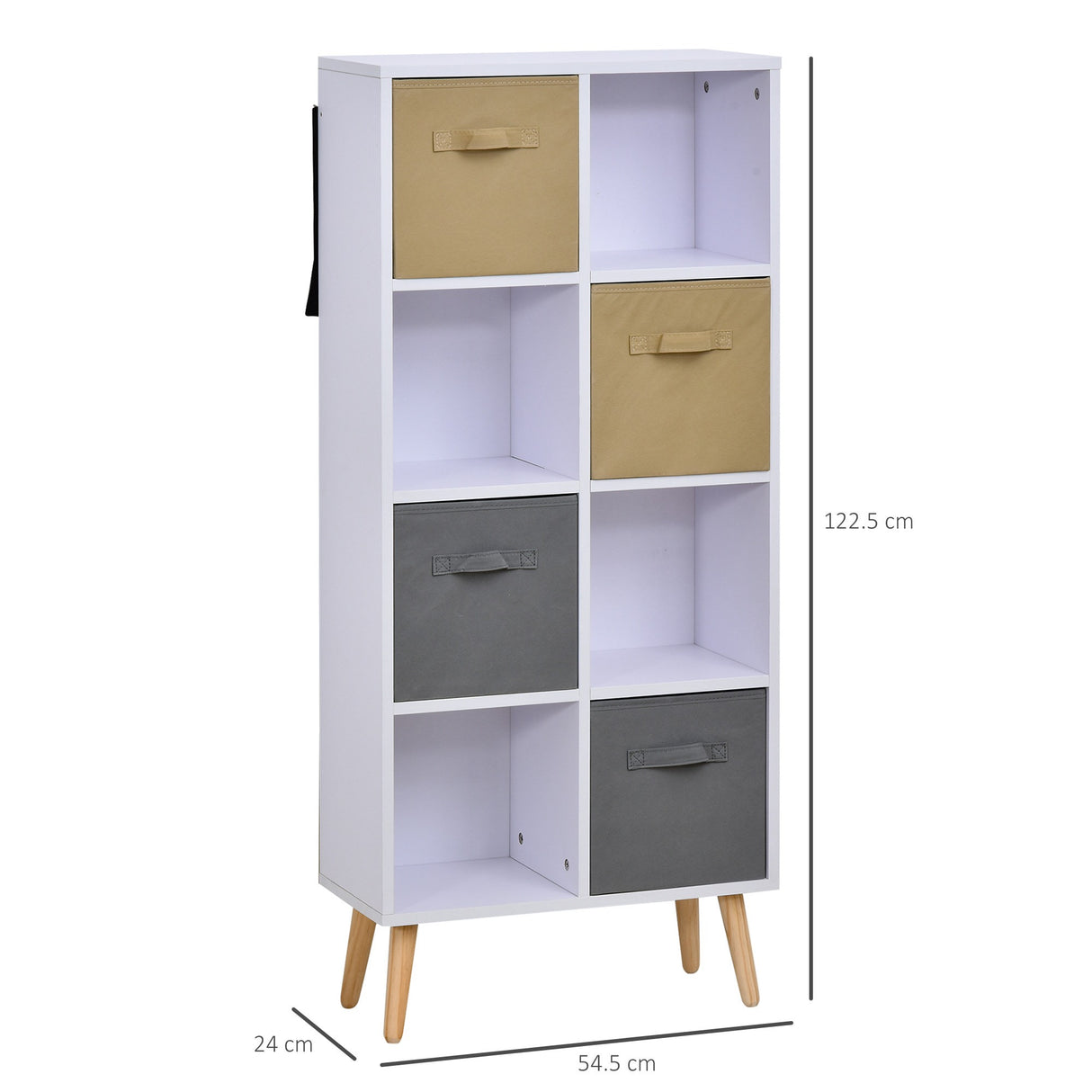 immagine-3-easycomfort-easycomfort-armadietto-libreria-in-legno-bianco-8-ripiani-e-4-cassetti-pieghevoli-in-tessuto-grigio-e-marrone-ean-8054111848756