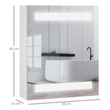 easycomfort easycomfort armadietto pensile da bagno con 1 anta specchio e luci a led 2 ripiani interni mdf bianco 60 x 50 x 15cm ean 8054144138923