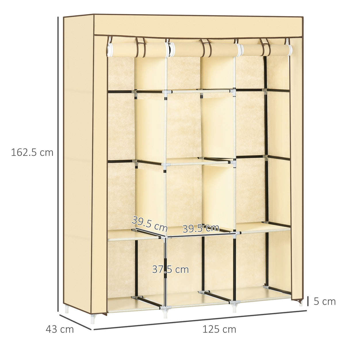 immagine-3-easycomfort-easycomfort-armadio-in-tessuto-con-8-ripiani-e-2-barre-con-porta-avvolgibile-125x46x162-5cm-beige