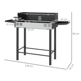 easycomfort easycomfort barbecue a carbone a 3 livelli con mensole pieghevoli e girarrosto in acciaio inox 118x32x90 cm nero