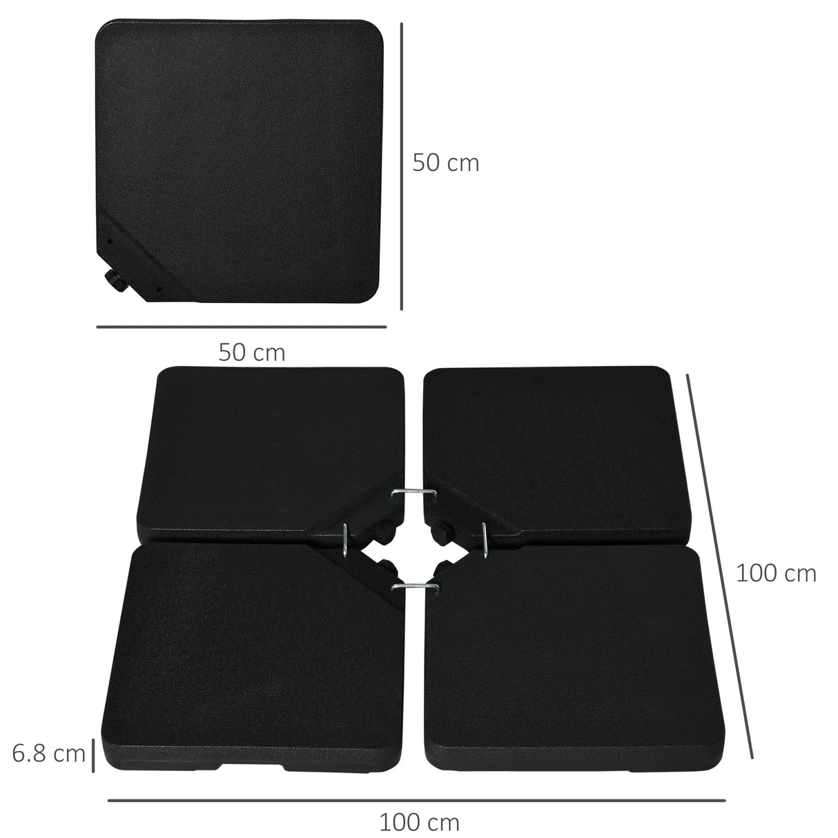 easycomfort easycomfort base per ombrellone da 4 pezzi riempibili con acqua o sabbia e ganci di connessione nero