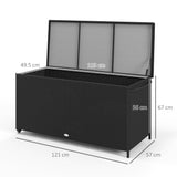 easycomfort easycomfort baule da giardino in rattan pe con ruote e maniglia laterale 121x57x67cm nero