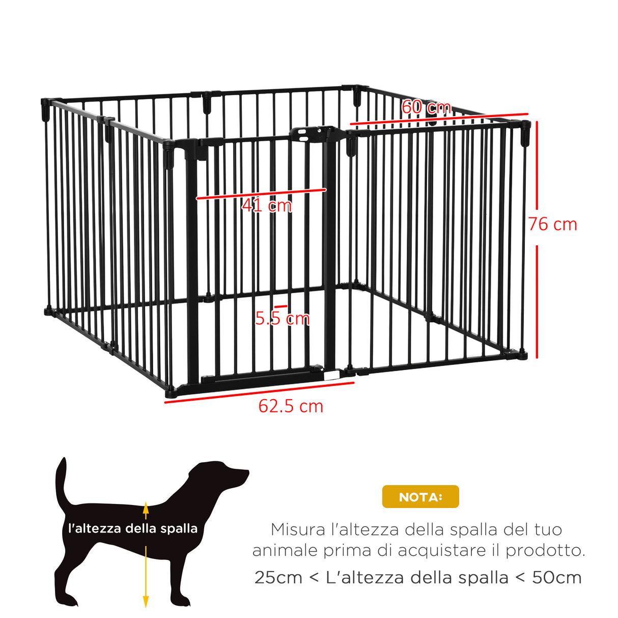 immagine-3-easycomfort-easycomfort-cancelletto-di-sicurezza-pieghevole-8-sezioni-cancellino-barriera-per-cani-in-acciaio-sistema-di-blocco-e-chiusura-automatica-nero