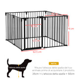 immagine-3-easycomfort-easycomfort-cancelletto-di-sicurezza-pieghevole-8-sezioni-cancellino-barriera-per-cani-in-acciaio-sistema-di-blocco-e-chiusura-automatica-nero