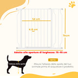 easycomfort easycomfort cancelletto per cani a larghezza regolabile con doppio blocco in acciaio e abs 76x75 95 cm bianco