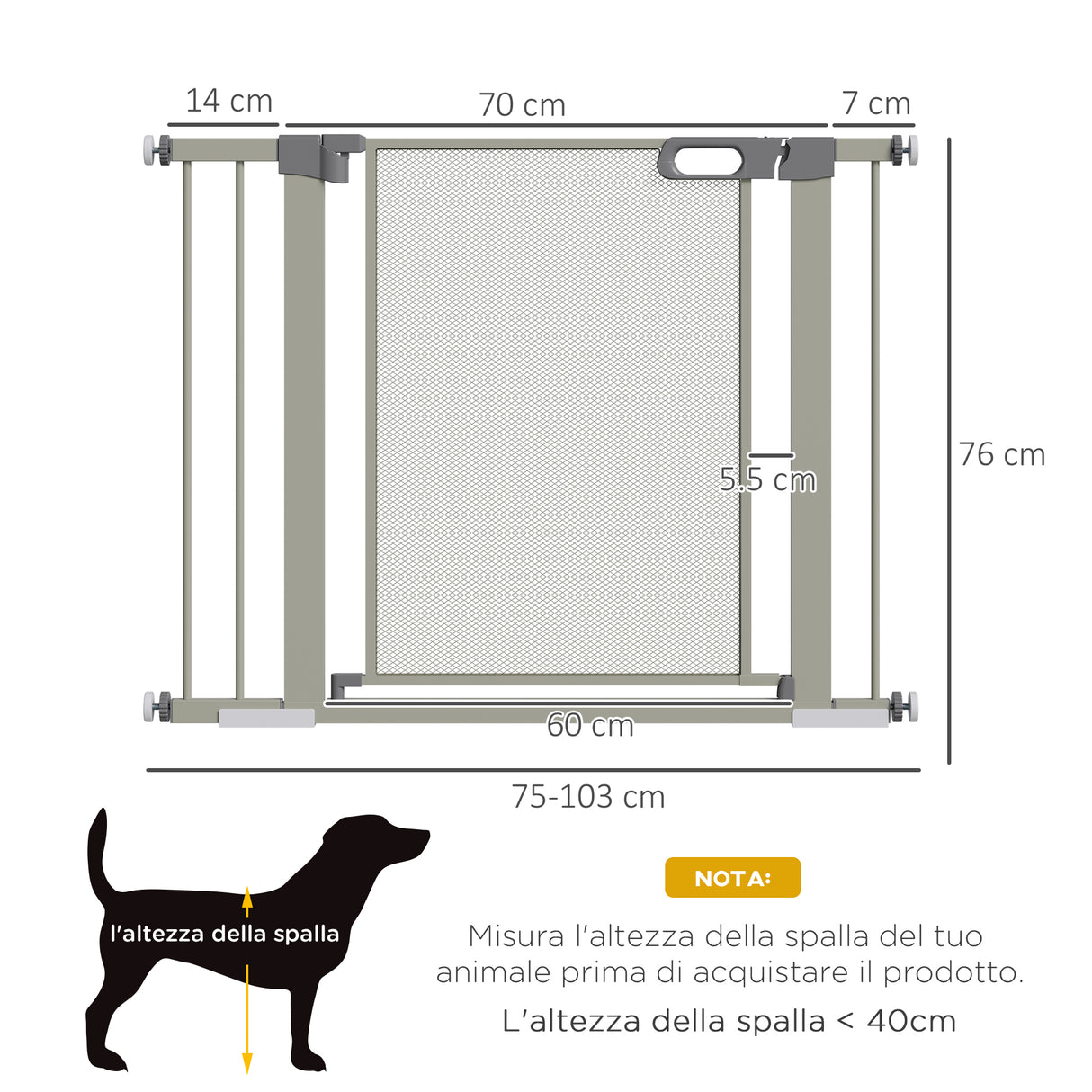 easycomfort easycomfort cancellino per cani estensibile a pressione con chiusura automatica 75 103x76 cm grigio