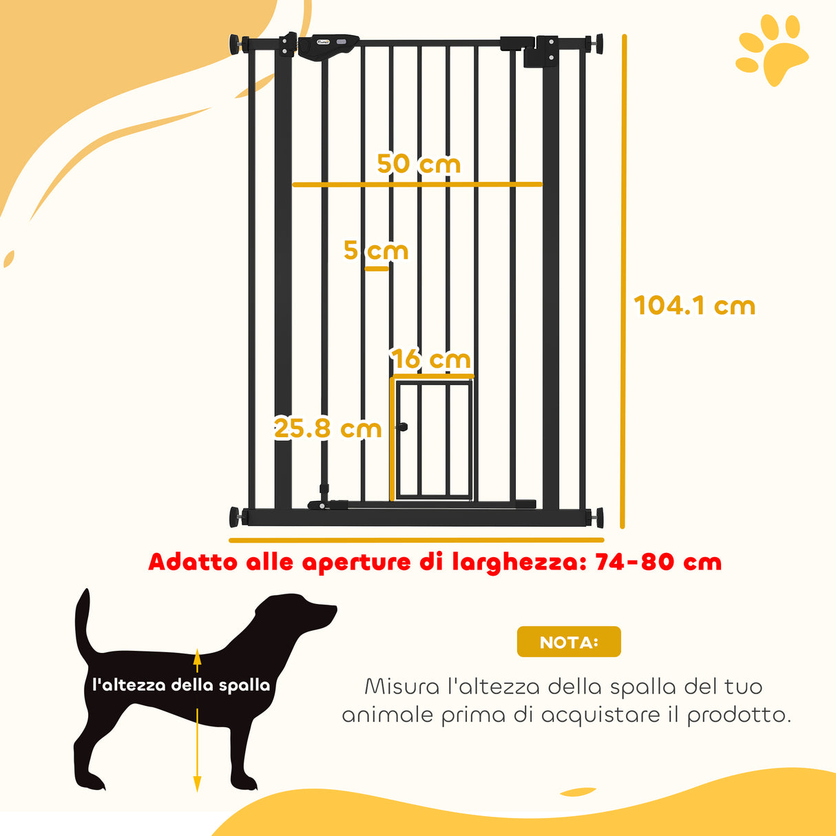 easycomfort easycomfort cancellino per cani regolabile alto con porta piccola e chiusura automatica 74 80x104cm nero
