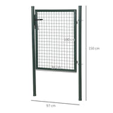 easycomfort easycomfort cancello da giardino in acciaio con serratura e 3 chiavi 97x150cm verde