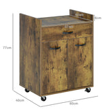easycomfort easycomfort carrello da cucina con cassetto armadietto e 4 ruote in legno 60x40x77cm marrone rustico