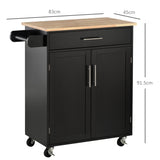 easycomfort easycomfort carrello da cucina con cassetto e armadietto 2 ante ruote e barra laterale 83x45x91 5cm nero