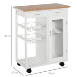 easycomfort easycomfort carrello da cucina con ruote cassetti e 2 cesti mobile da cucina salvaspazio in legno di pino bianco 70 x 37 x 85cm ean 8054144137285