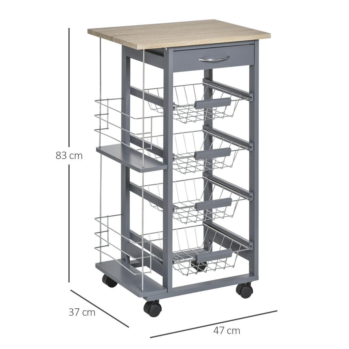 immagine-3-easycomfort-easycomfort-carrello-da-cucina-in-grigio-scuro-con-1-cassetto-e-4-cestelli-metallici