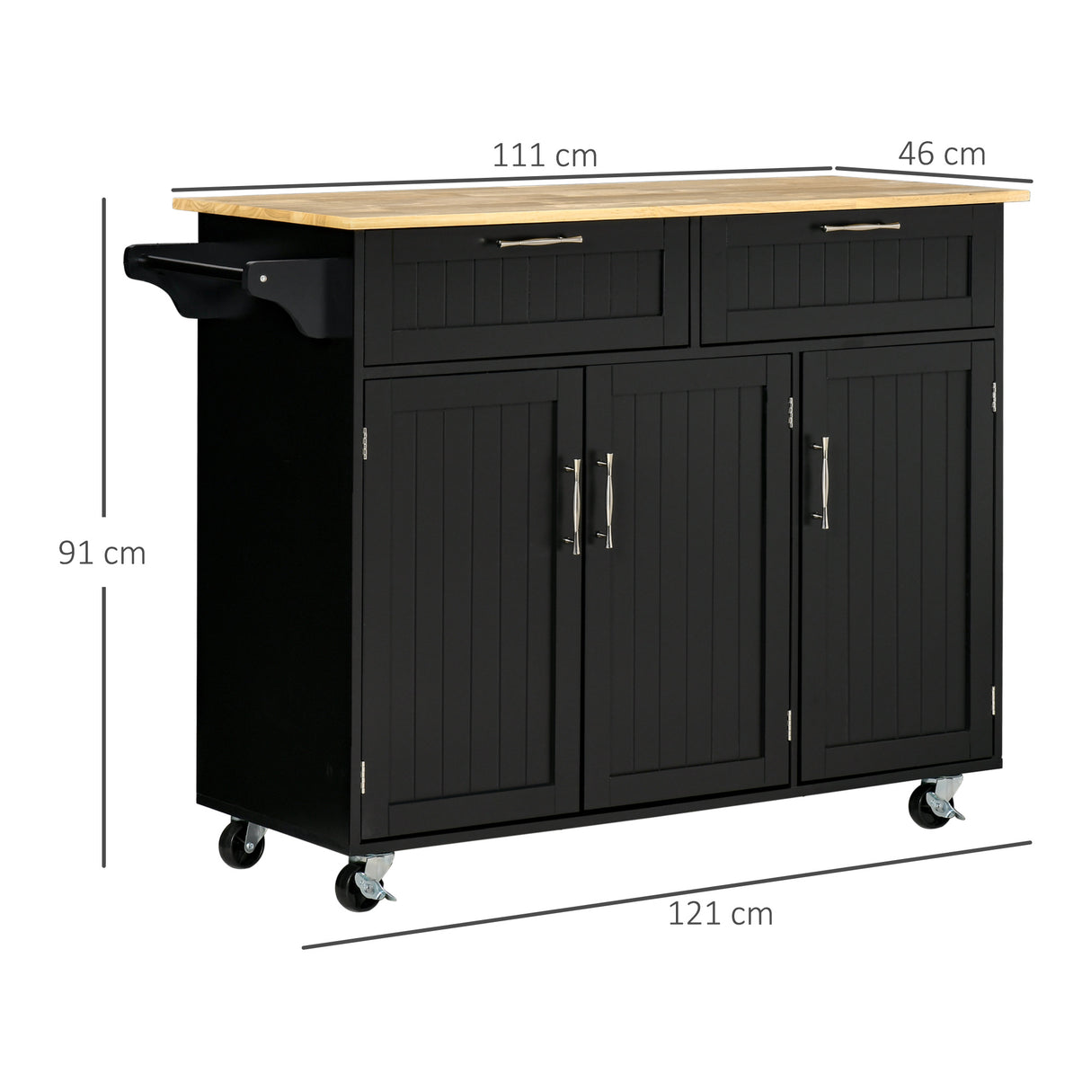 immagine-3-easycomfort-easycomfort-carrello-da-cucina-in-legno-con-2-cassetti-armadietto-3-ante-e-4-ruote-121x46x91cm-nero