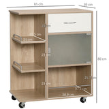 easycomfort easycomfort carrello da cucina portavivande con cassetto ripiani e armadietto in legno acciaio e vetro 65x39x80cm