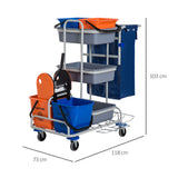 easycomfort easycomfort carrello per pulizie professionale multiuso con 4 secchi rotelle borsa di tela 118 73 103cm ean 8055776915579