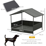 easycomfort easycomfort casetta per cani rialzata con cuscino sfoderabile in rattan pe e acciaio 117x85x89 cm grigio e marrone