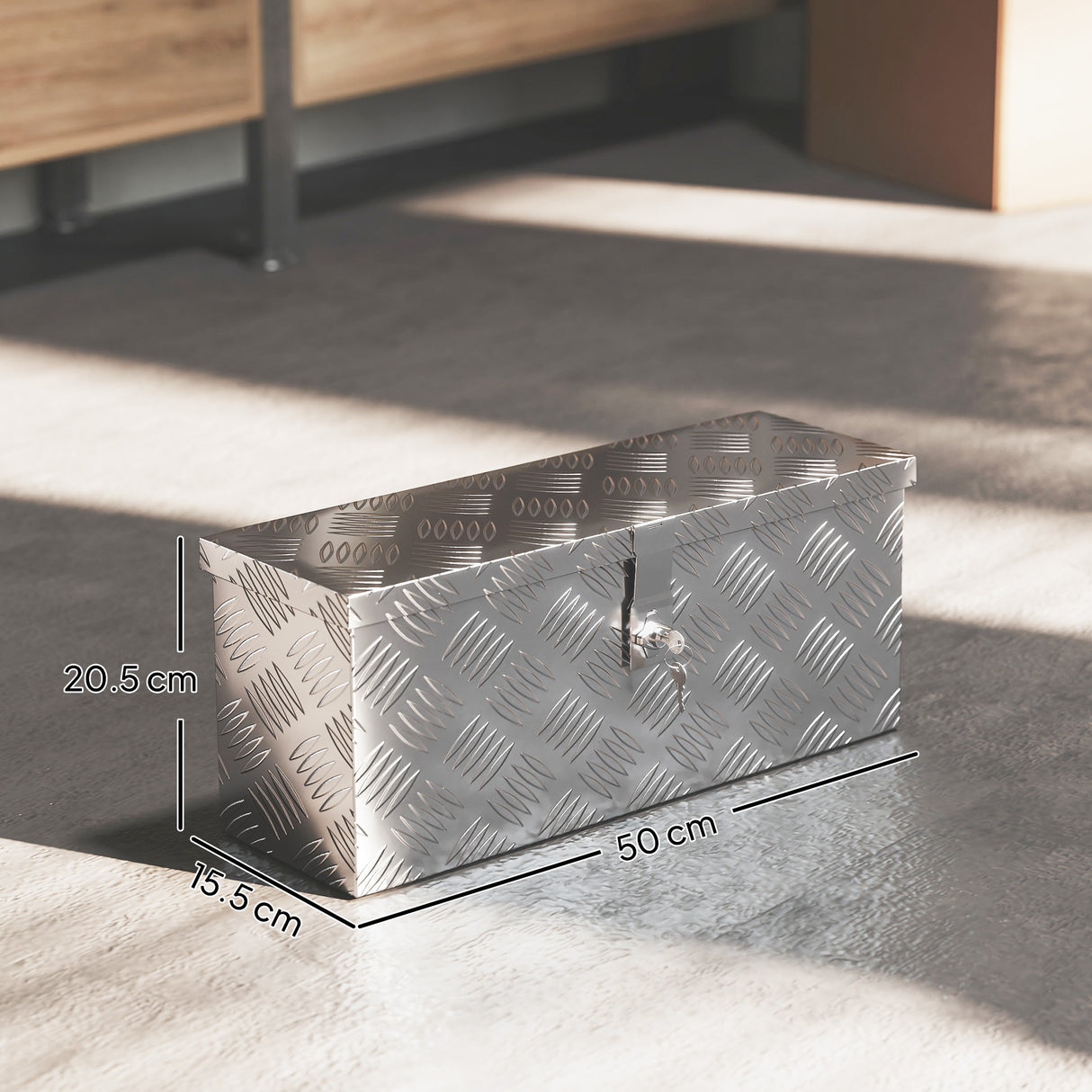 easycomfort easycomfort cassetta portautensili da 2 kg con chiusura a chiave in lamiera di alluminio 50x15 5x20 5 cm argento