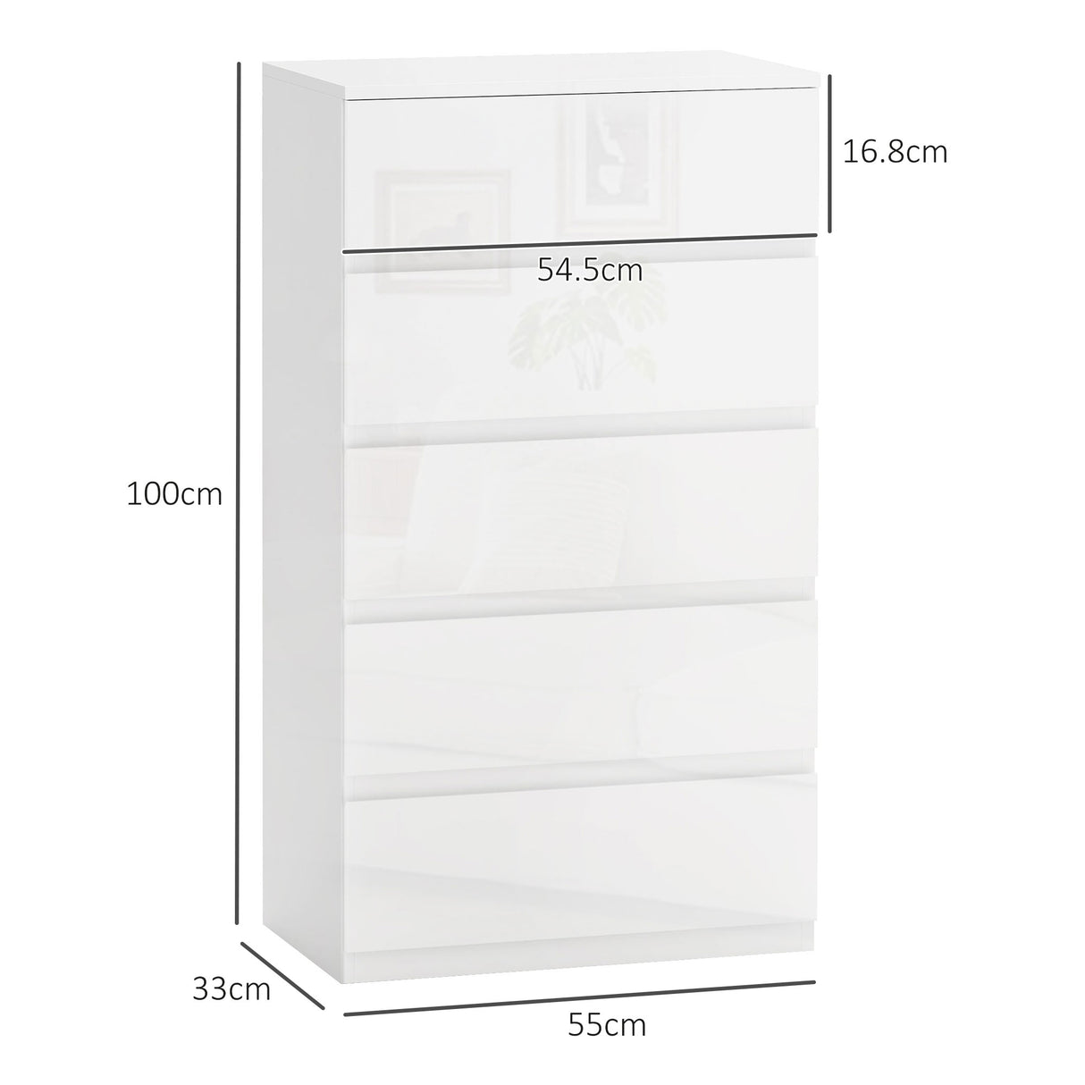 easycomfort easycomfort cassettiera moderna 5 cassetti antiribaltamento in legno 55x33x100 cm bianco lucido