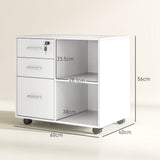 easycomfort easycomfort cassettiera portadocumenti da ufficio con 3 cassetti ruote serratura e chiavi 60x40x56 cm bianco