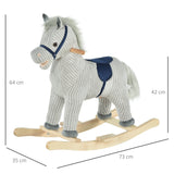 easycomfort easycomfort cavallo a dondolo per bambini 3 6 anni con suoni in peluche 73x35x64cm grigio