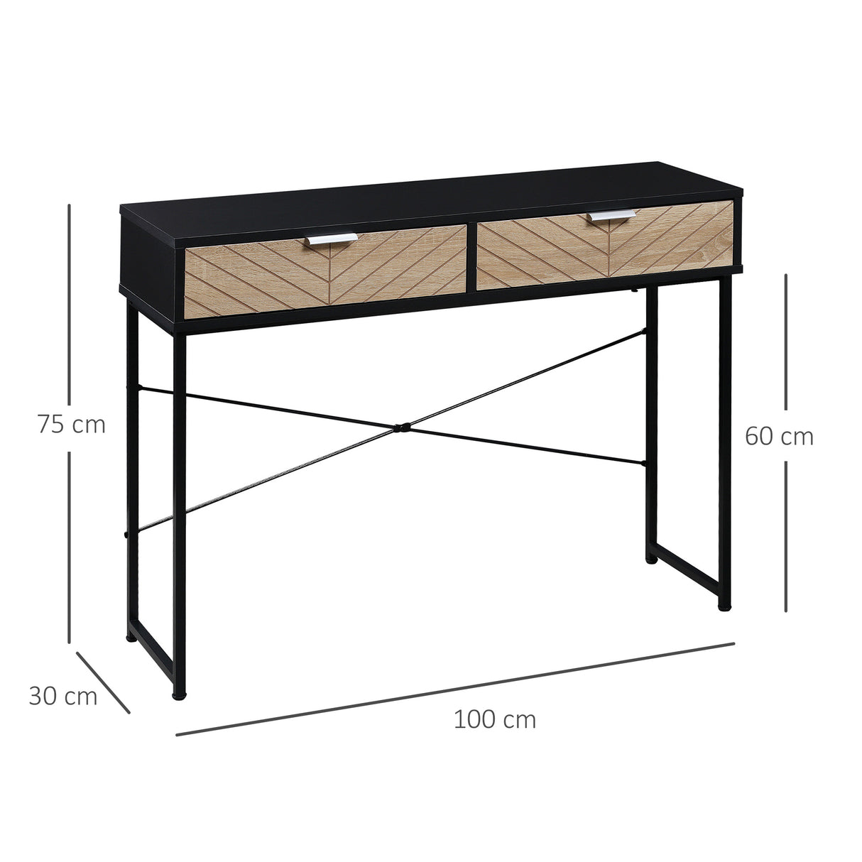 immagine-3-easycomfort-easycomfort-consolle-moderna-per-ingresso-e-soggiorno-con-2-cassetti-in-metallo-100x30x75cm-nero