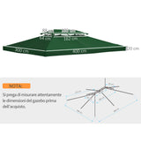 easycomfort easycomfort copertura per gazebo 4x3 m a 2 livelli in poliestere con cinghie e 10 fori di drenaggio verde