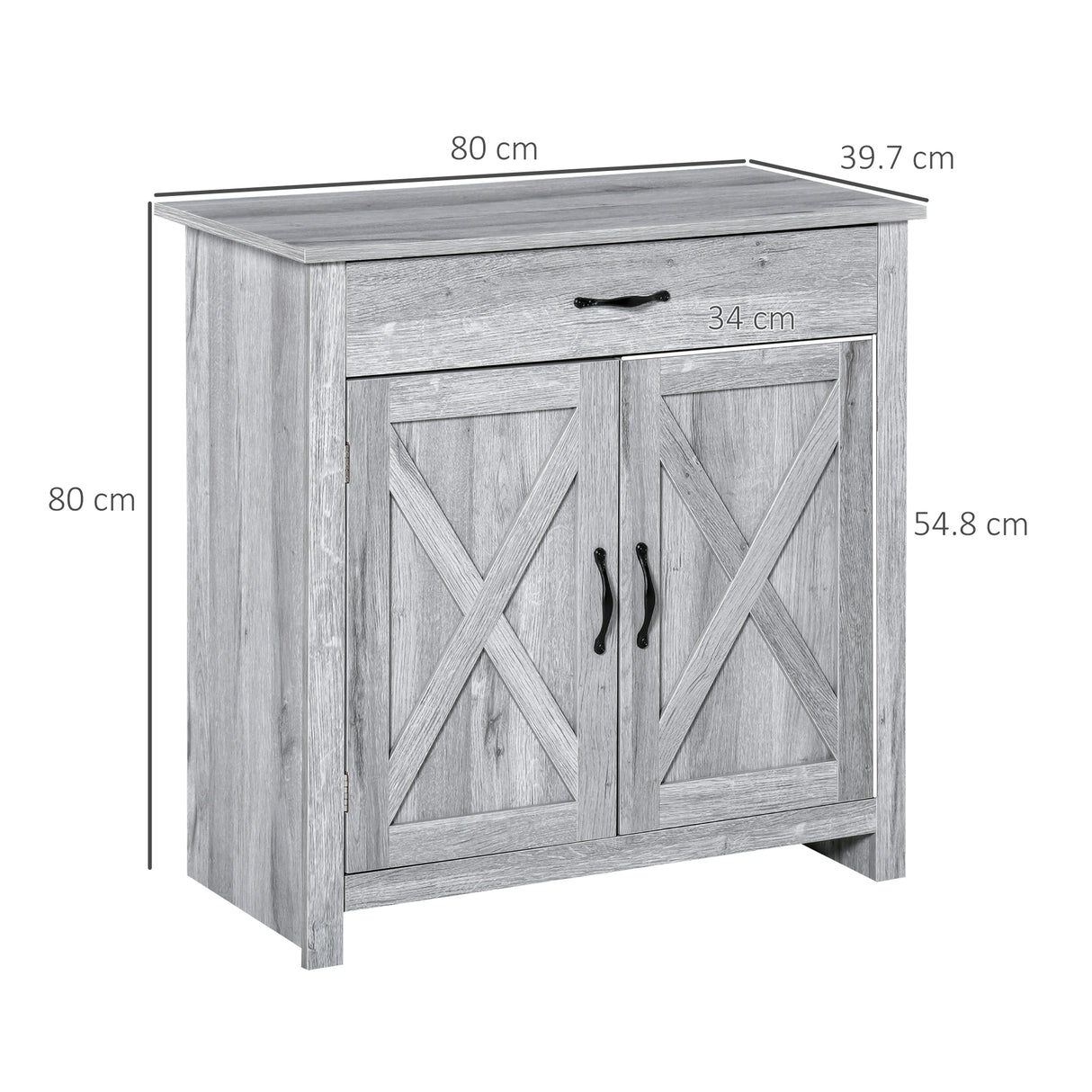easycomfort easycomfort credenza cucina country con armadietto a 2 ante e cassetto 80x39 7x80cm grigio