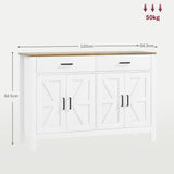 easycomfort easycomfort credenza da cucina con 2 cassetti e 2 armadietti stile rustico con mensole regolabili bianco