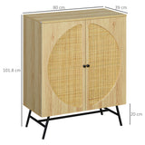 immagine-3-easycomfort-easycomfort-credenza-in-stile-boho-con-2-ante-in-legno-e-rattan-80x39x101-8cm-naturale