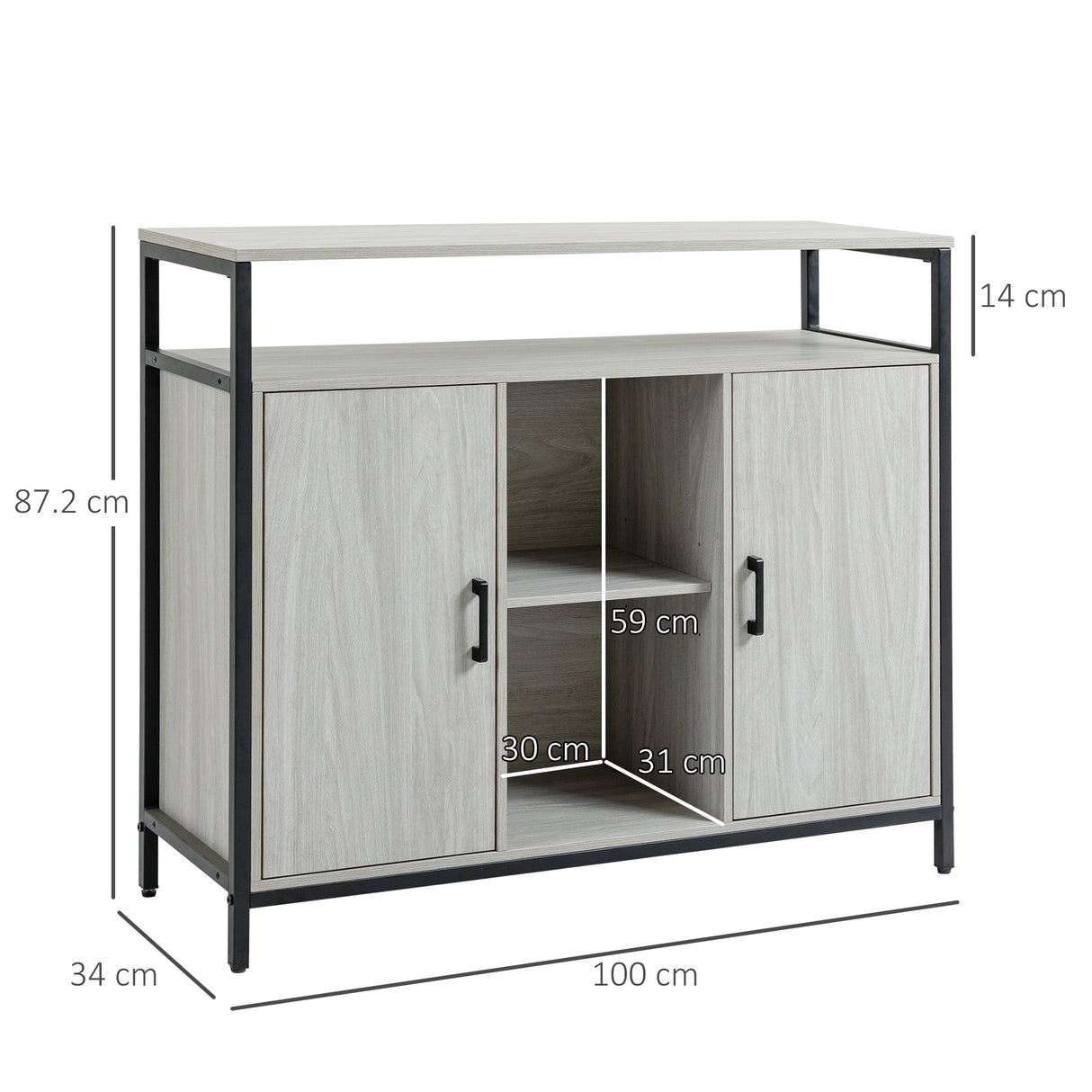 immagine-3-easycomfort-easycomfort-credenza-moderna-in-legno-con-2-armadietti-e-ripiani-mobile-cucina-e-per-ingresso-grigio-chiaro-100x34x87-2cm