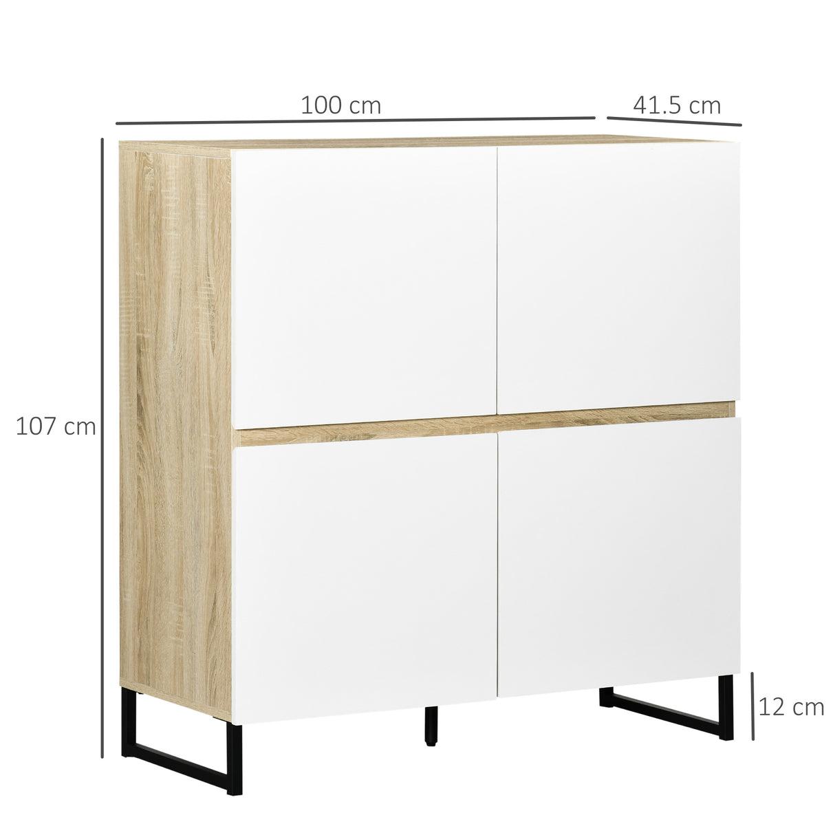 immagine-3-easycomfort-easycomfort-credenza-moderna-multiuso-con-4-ante-quadrate-in-legno-100x41-5x107cm-bianco