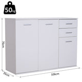 easycomfort easycomfort credenza soggiorno con 3 armadietti e 2 cassetti madia soggiorno moderna salvaspazio con ripiano regolabile in legno 106x35x76 cm bianco ean 8054111847575