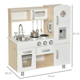 easycomfort easycomfort cucina giocattolo in legno per bambini con lavandino e fornelli pentole e utensili in acciaio 74x30x81cm bianco