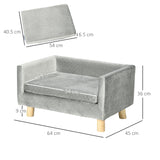 easycomfort easycomfort divanetto per cani e gatti stile scandinavo con cuscino imbottito in velluto e legno 64x45x36cm grigio