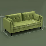 easycomfort easycomfort divano 2 posti classico in velluto con cuscini e trapuntato a bottoni 172x75x82cm verde