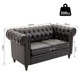 easycomfort easycomfort divano 2 posti in stile chesterfield in pelle pu con cuscino rimovibile 160x84x80 cm nero