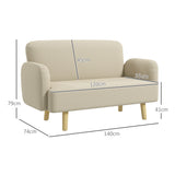 easycomfort easycomfort divano 2 posti moderno effetto velluto con imbottitura spessa 140x74x79cm bianco crema