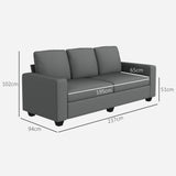 easycomfort easycomfort divano 3 posti in tessuto con cuscini imbottiti e rivestimento effetto lino 237x94x102cm grigio