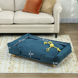 easycomfort easycomfort divano lettino per cani grandi fino 30 kg da interno con cuscino rimovibile 96x66x24 cm blu