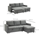 easycomfort easycomfort divano letto 3 posti e penisola con contenitore rivestimento tessuto effetto lino 211 5x146x85cm